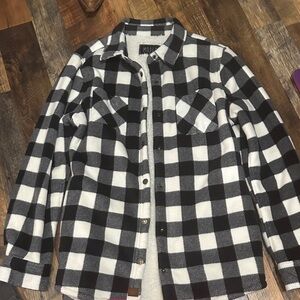 Modern Amusement Black and White Plaid Shirt Jacket